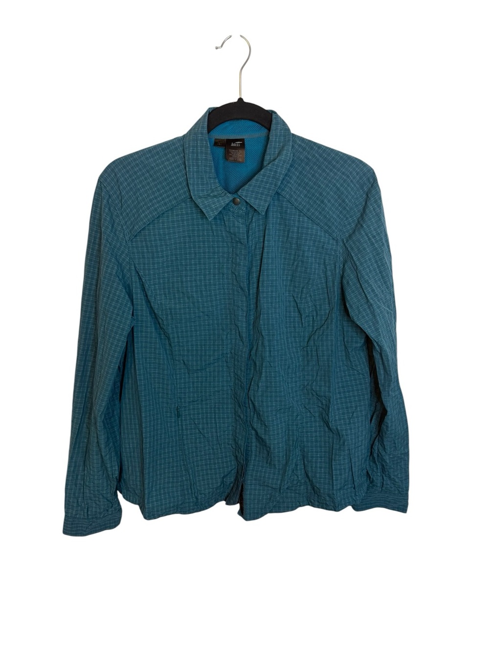 REI Blue Snap Front Vented Womens Hiking Shirt